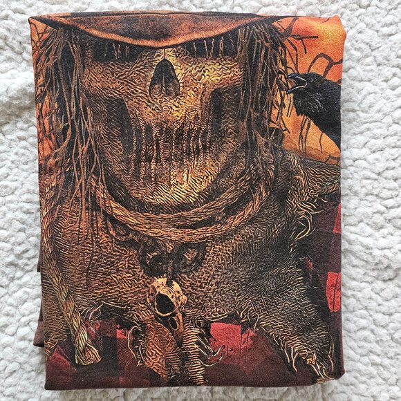 Scarecrow Skull Evil Graphic T-Shirt Halloween Design Brown HD Cotton L - Picture 8 of 8